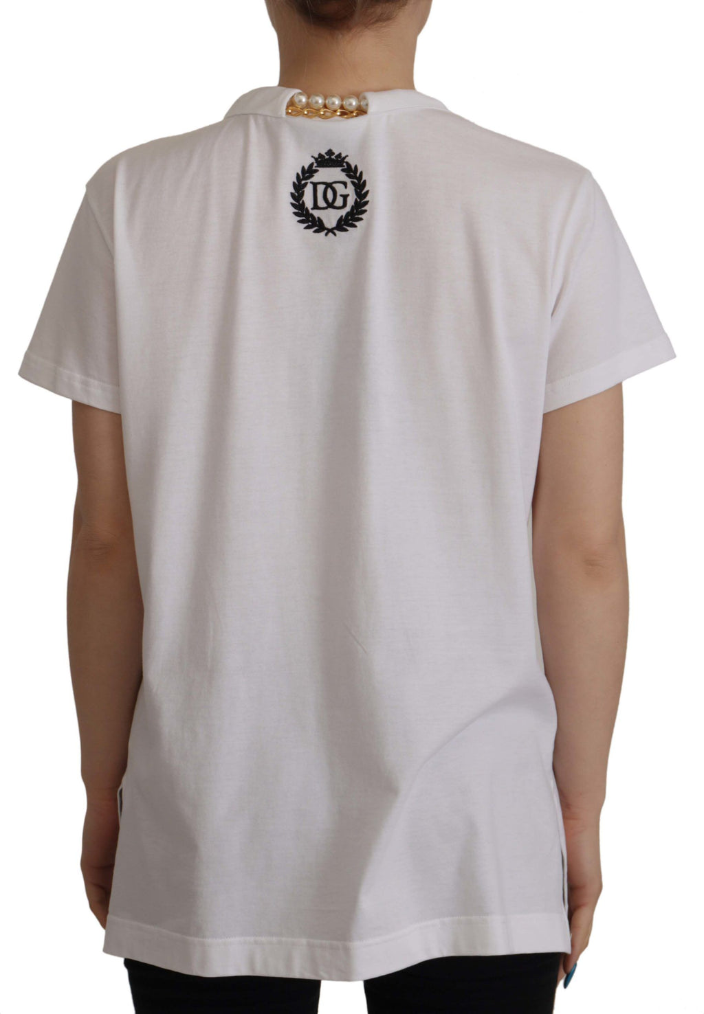 T-shirt col orné Dolce & Gabbana blanc