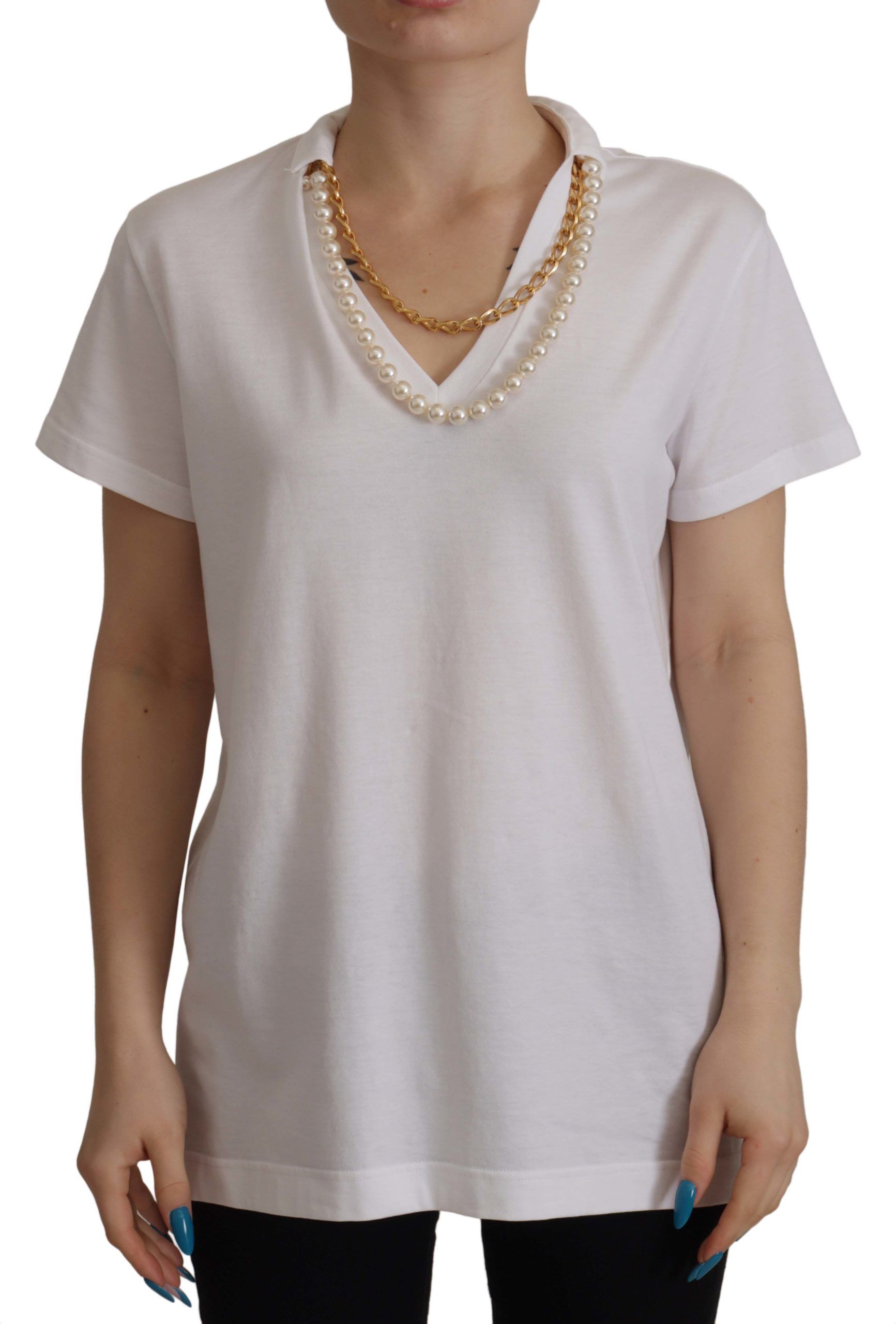 T-shirt col orné Dolce & Gabbana blanc