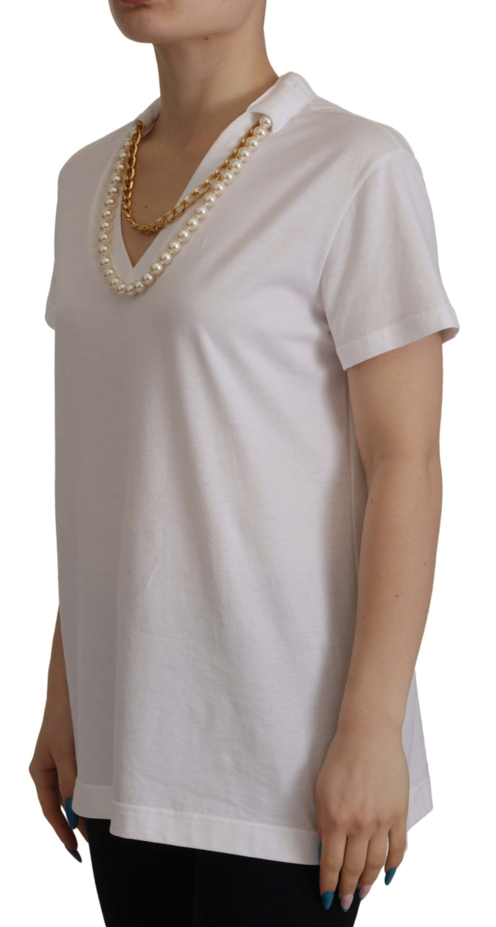 T-shirt col orné Dolce & Gabbana blanc