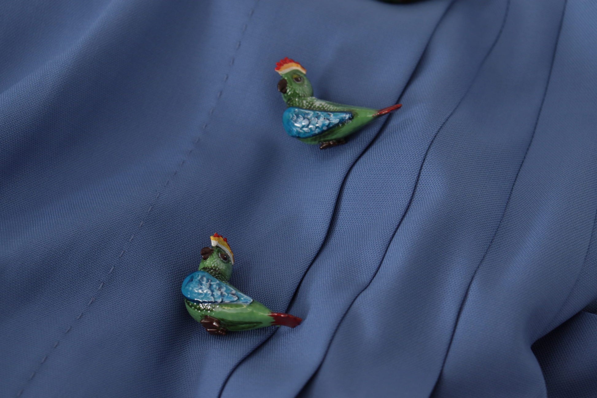 Mini-jupe plissée en laine bleue ornée Dolce & Gabbana