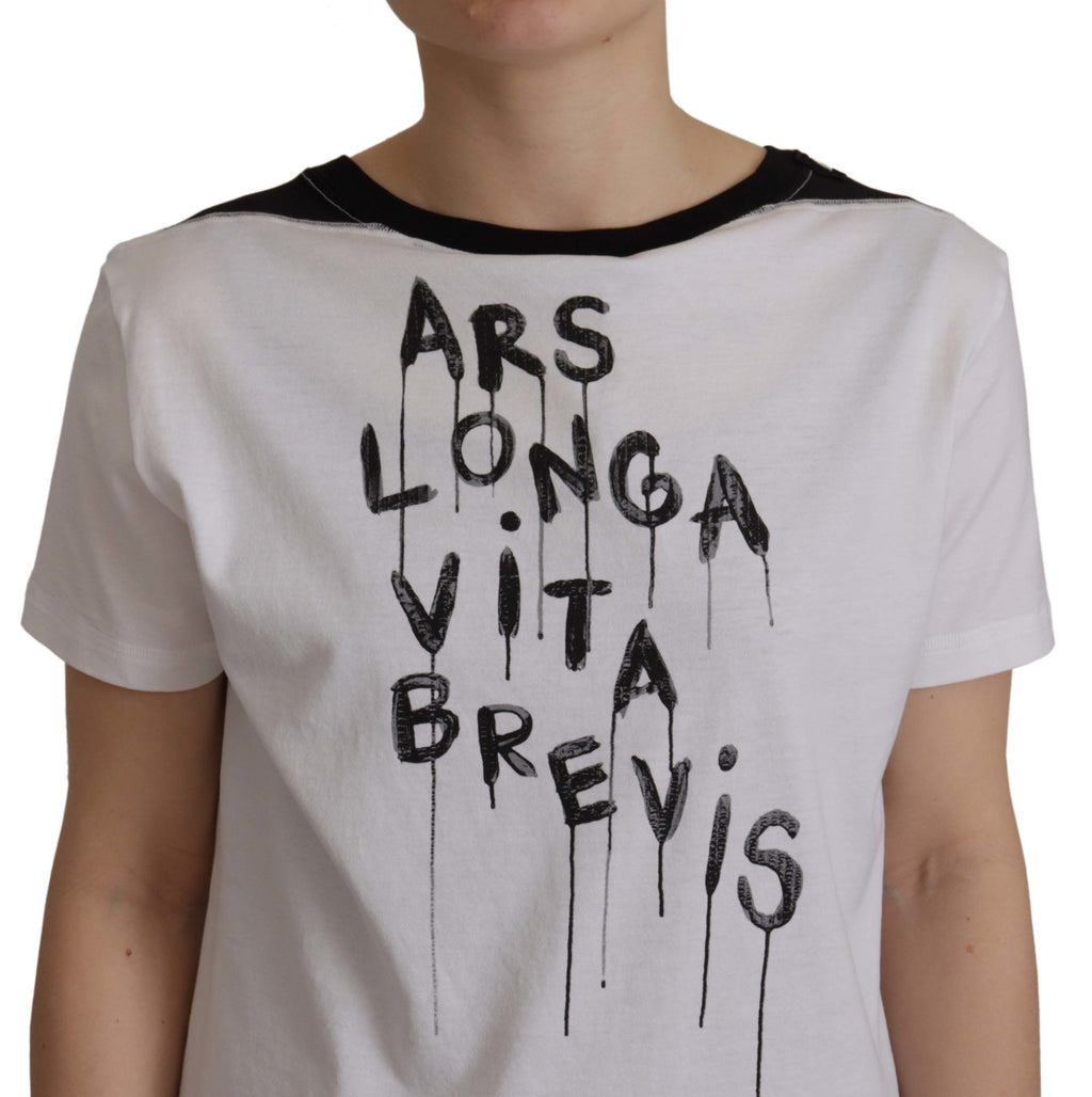 T-shirt en coton à col rond et imprimé slogan blanc Dolce & Gabbana