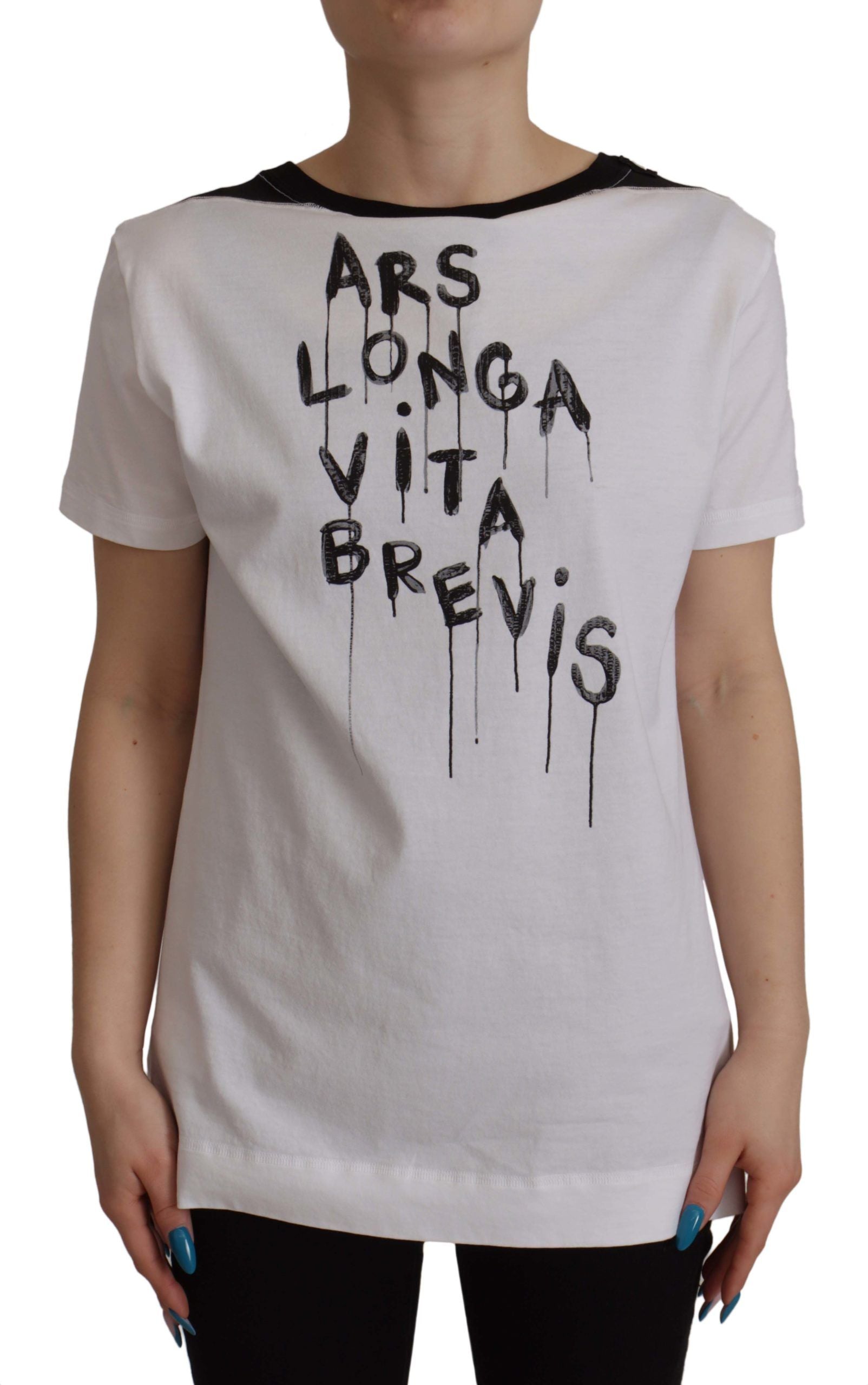 T-shirt en coton à col rond et imprimé slogan blanc Dolce & Gabbana