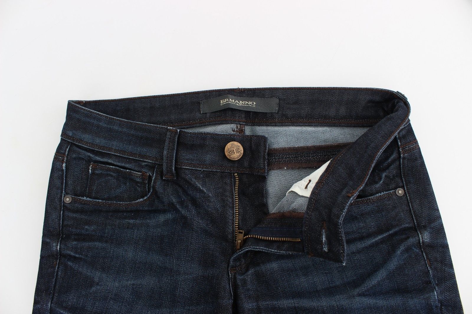 Pantalon slim en jean bleu Ermanno Scervino Coupe skinny Extensible