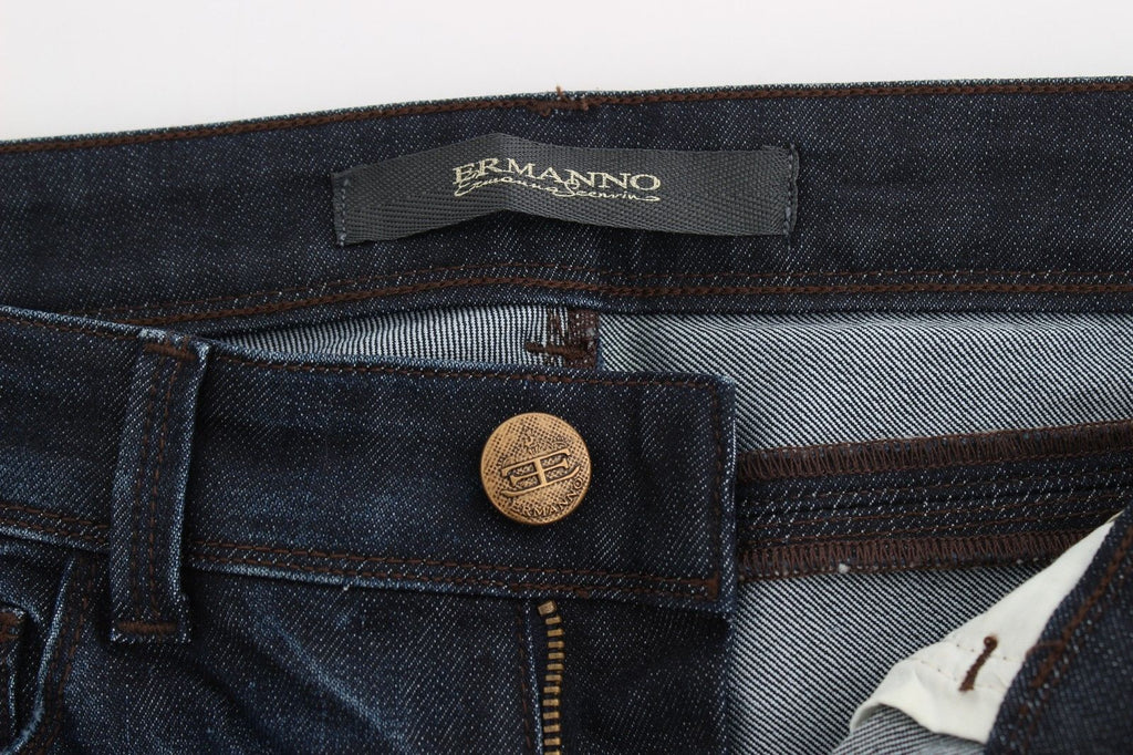 Pantalon slim en jean bleu Ermanno Scervino Coupe skinny Extensible