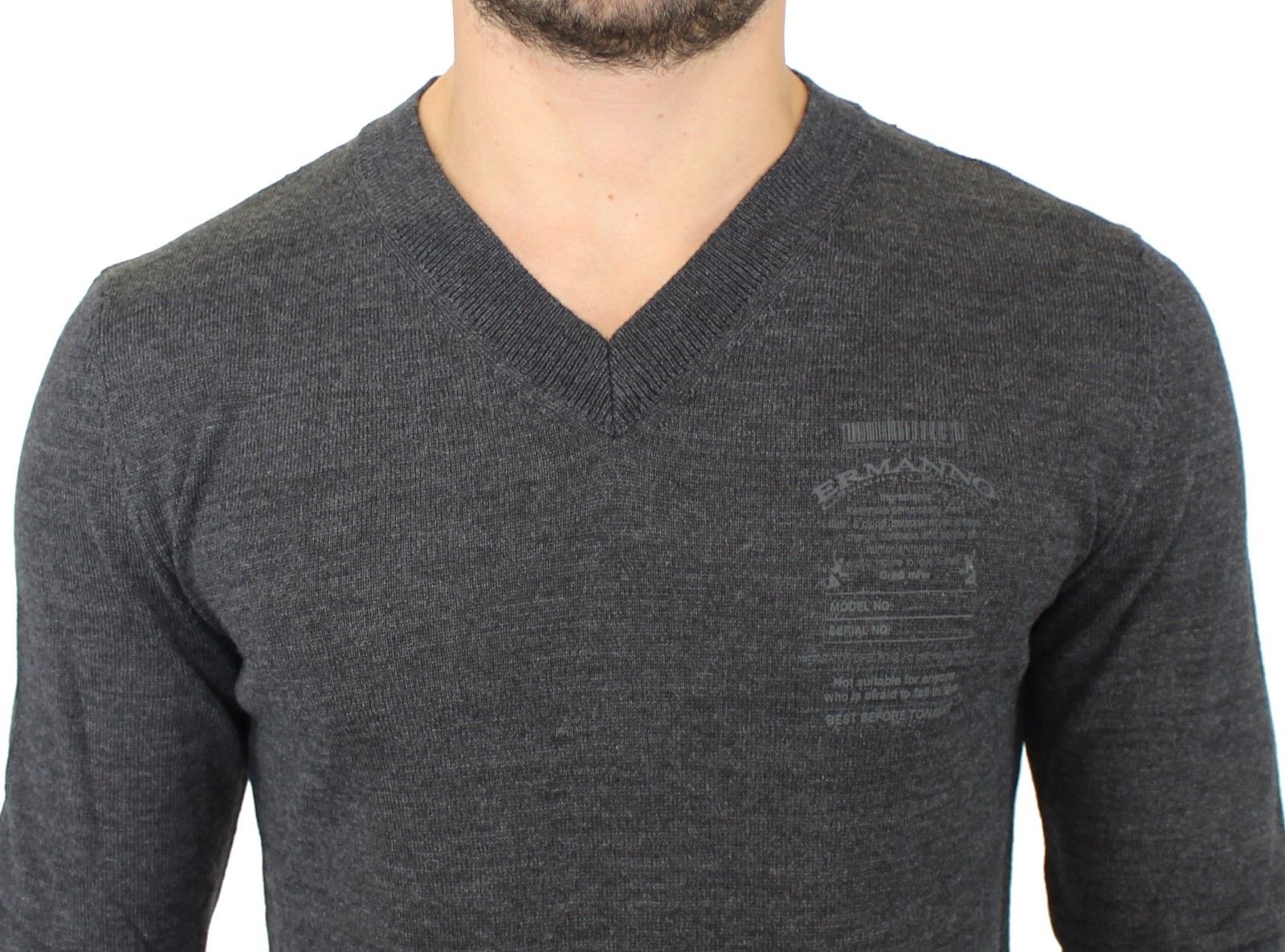 Ermanno Scervino Schicker Pullover aus Wollmischung mit V-Ausschnitt in Grau