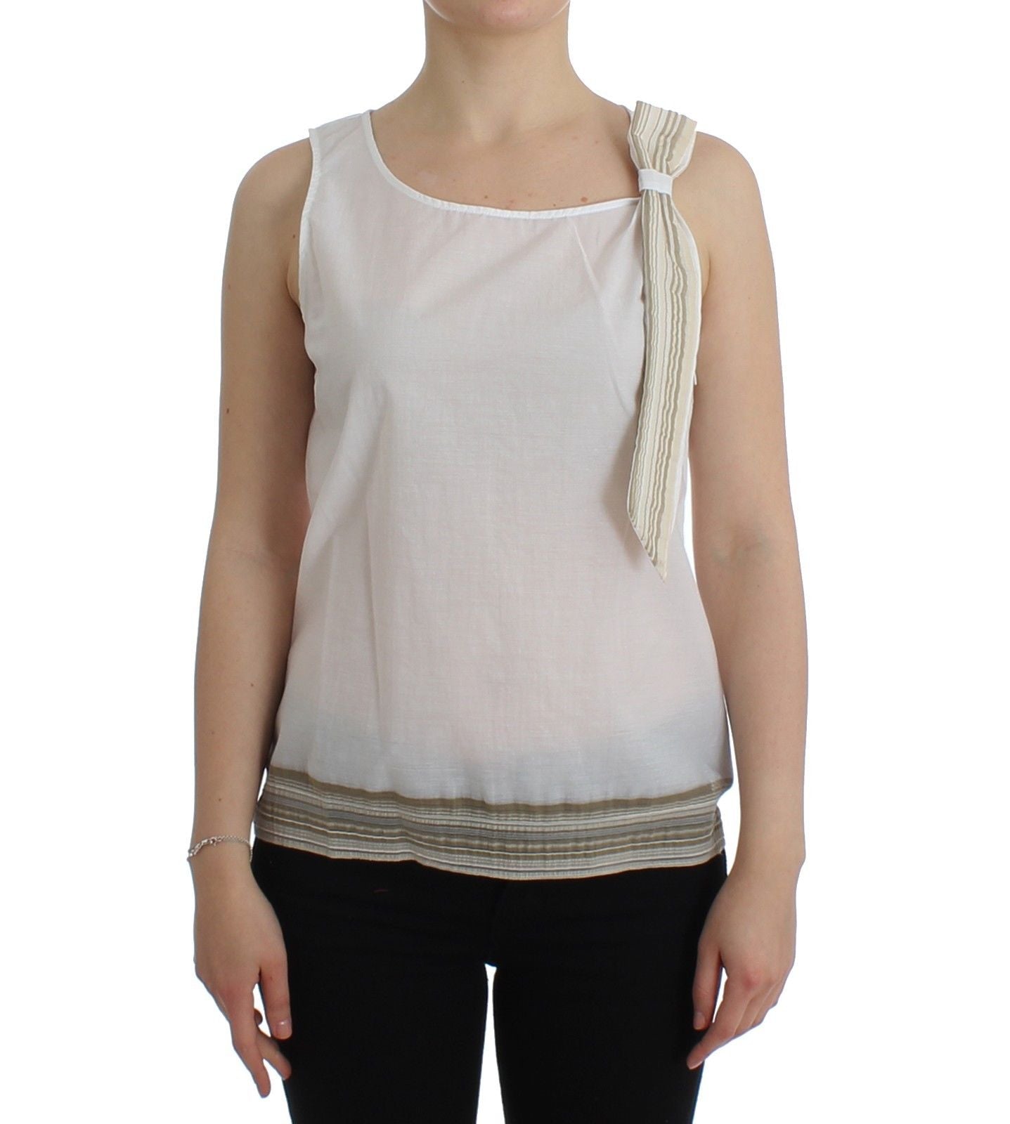Ermanno Scervino Weißes Top Bluse Tank Shirt Ärmellos