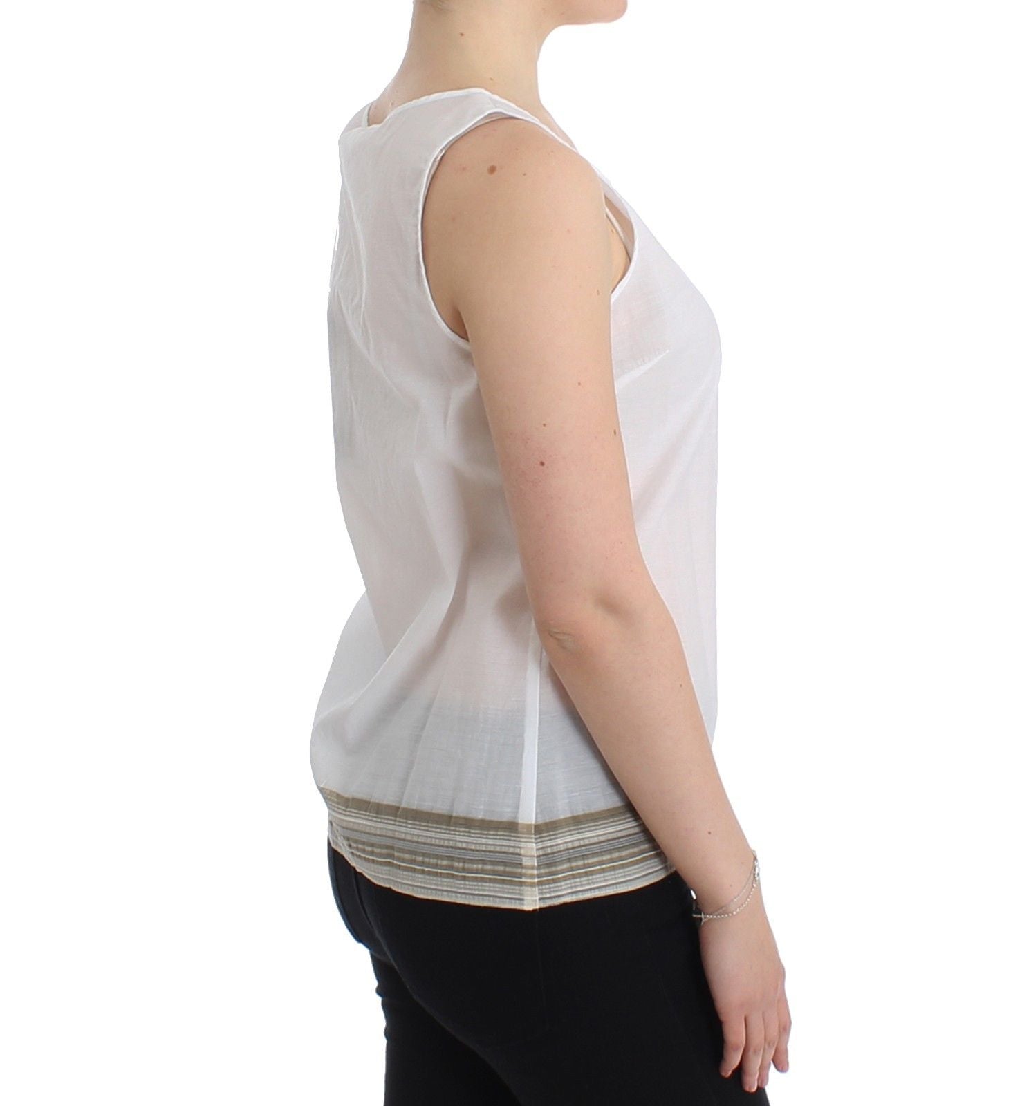 Ermanno Scervino Weißes Top Bluse Tank Shirt Ärmellos