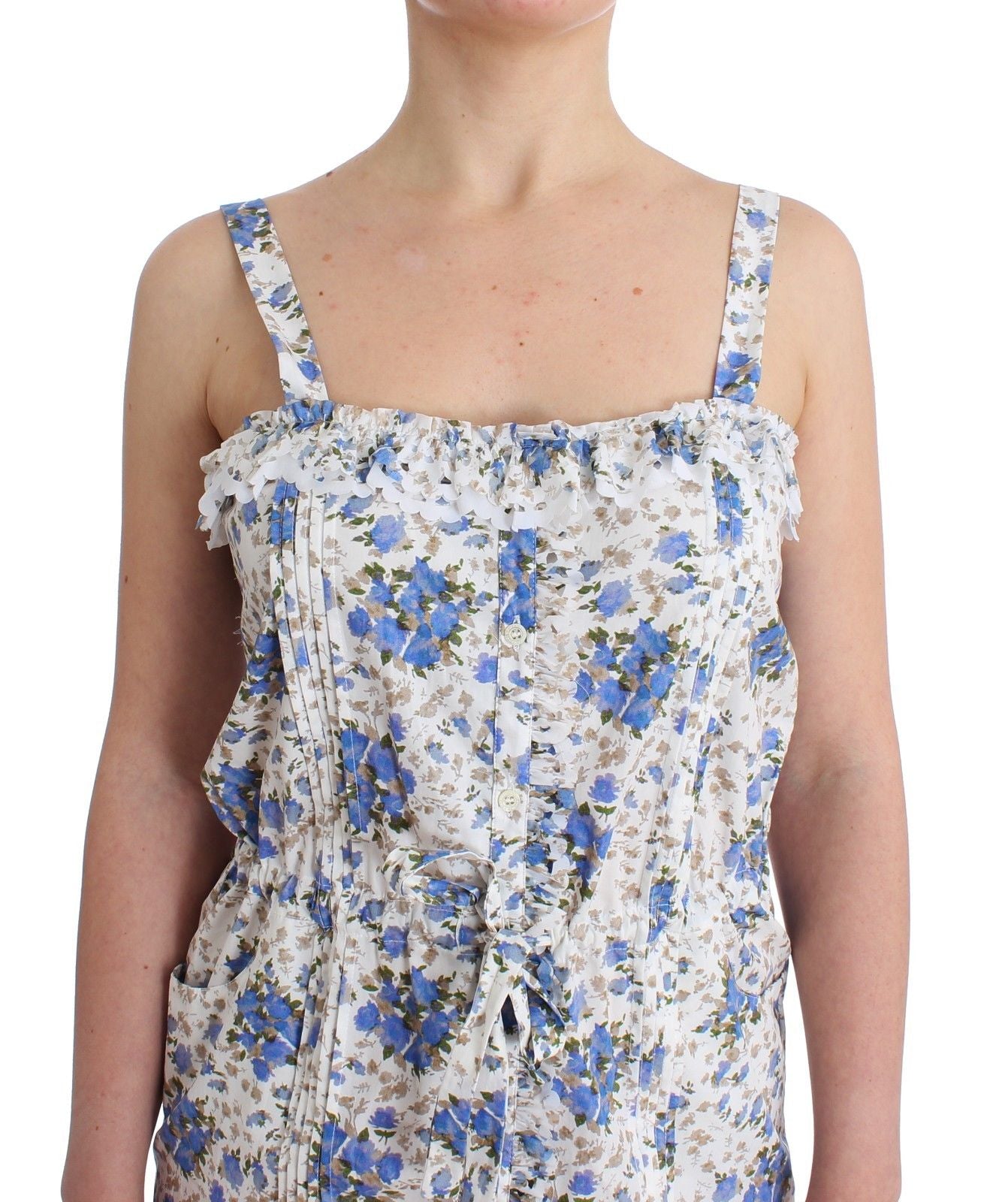 Mini-robe de plage Ermanno Scervino Beachwear à motif floral bleu, coupe courte