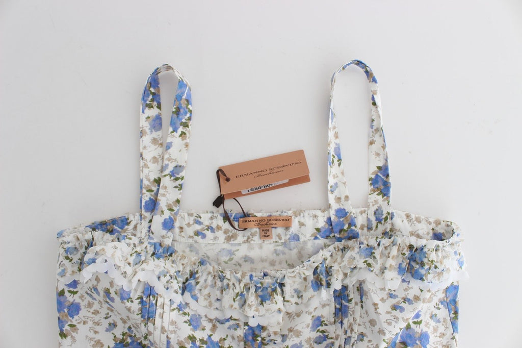 Mini-robe de plage Ermanno Scervino Beachwear à motif floral bleu, coupe courte