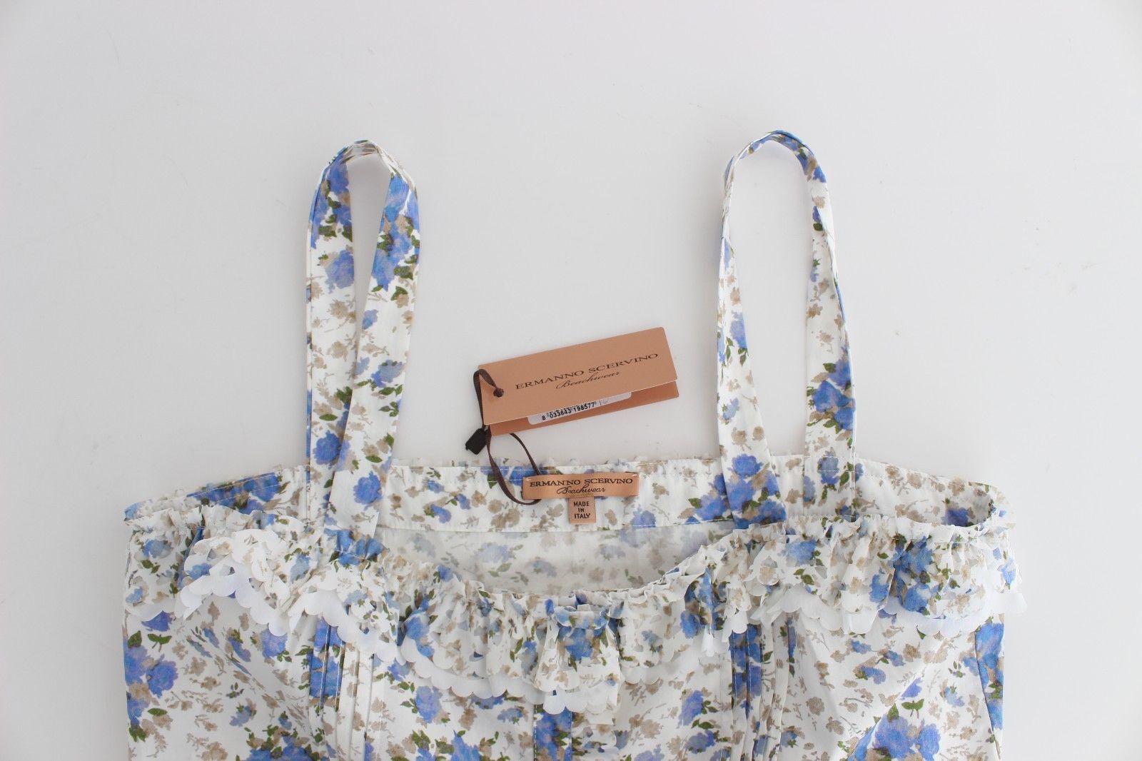 Mini-robe de plage Ermanno Scervino Beachwear à motif floral bleu, coupe courte
