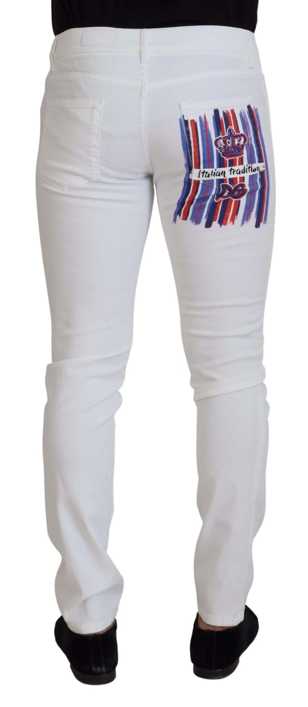 Jeans en denim de coton stretch slim skinny blancs Dolce & Gabbana