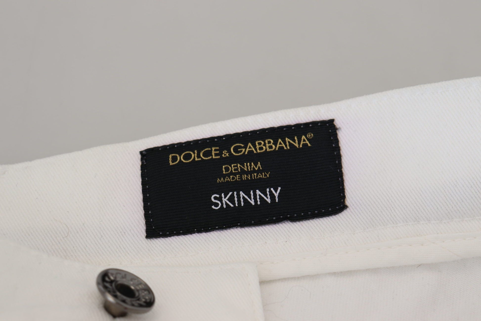 Jeans en denim de coton stretch slim skinny blancs Dolce & Gabbana