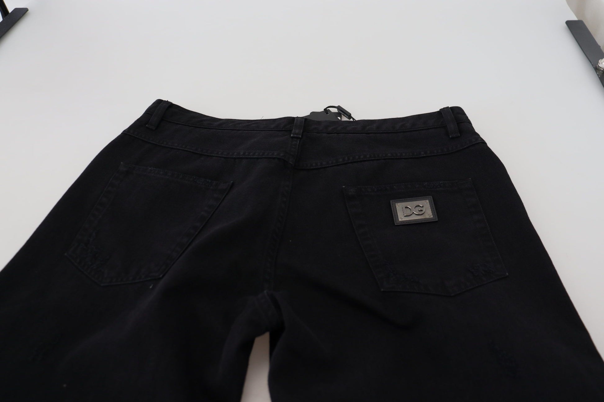 Jean ample en coton déchiré noir Dolce & Gabbana
