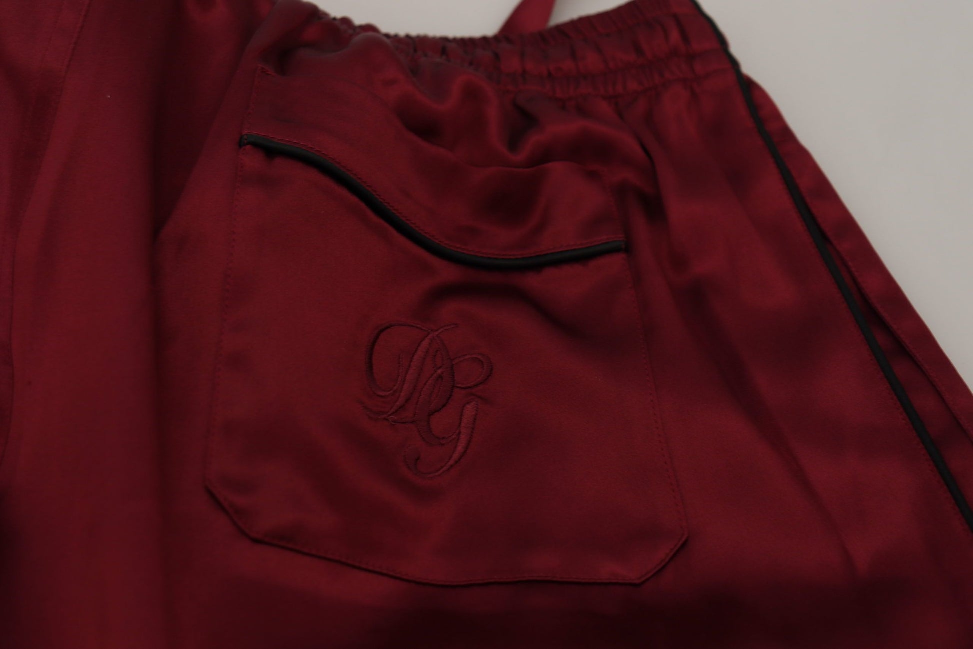 Pantalon de pyjama en soie bordeaux Dolce & Gabbana DG