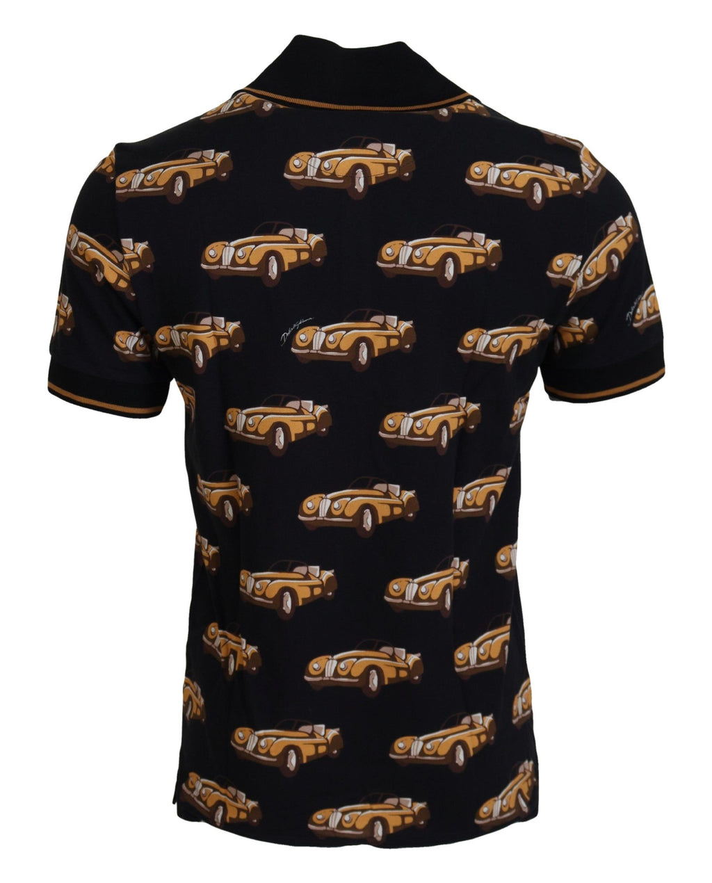 T-shirt polo Dolce & Gabbana noir à manches courtes et imprimé voiture