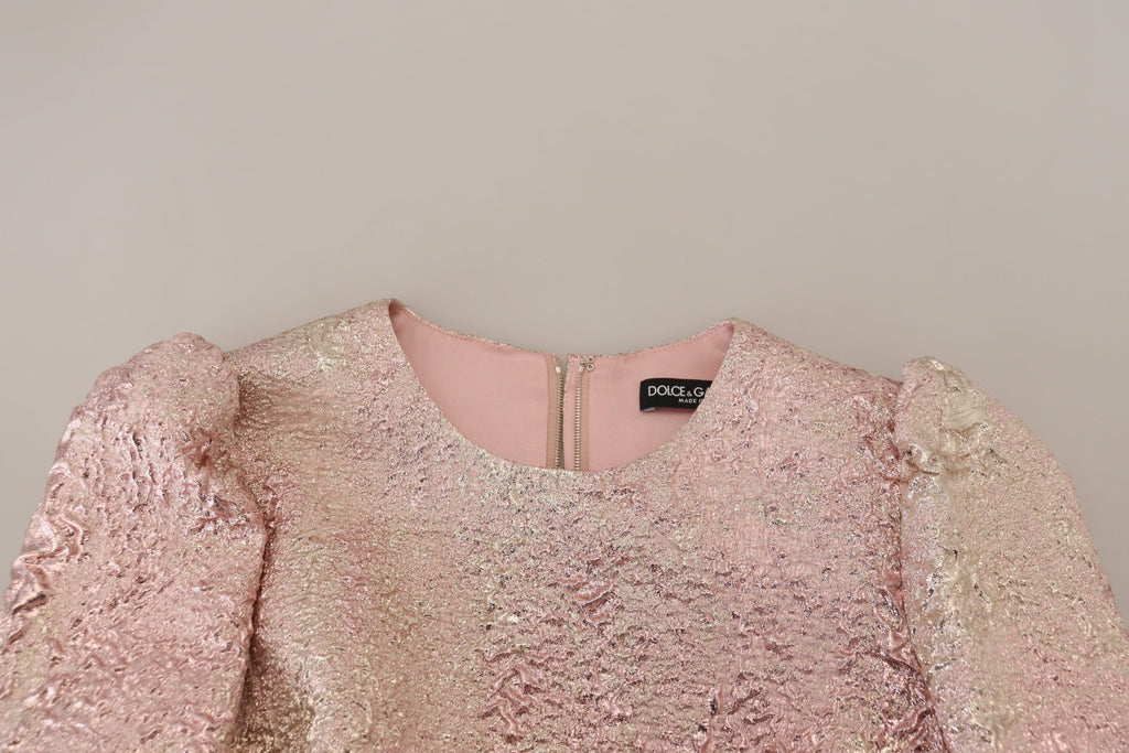 Robe midi fourreau Dolce & Gabbana rose en jacquard à manches 3/4
