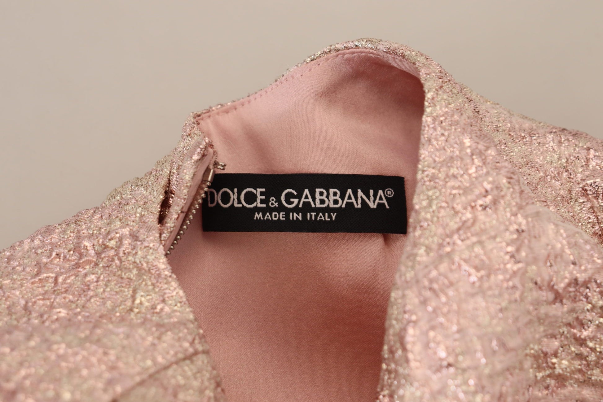 Robe midi fourreau Dolce & Gabbana rose en jacquard à manches 3/4