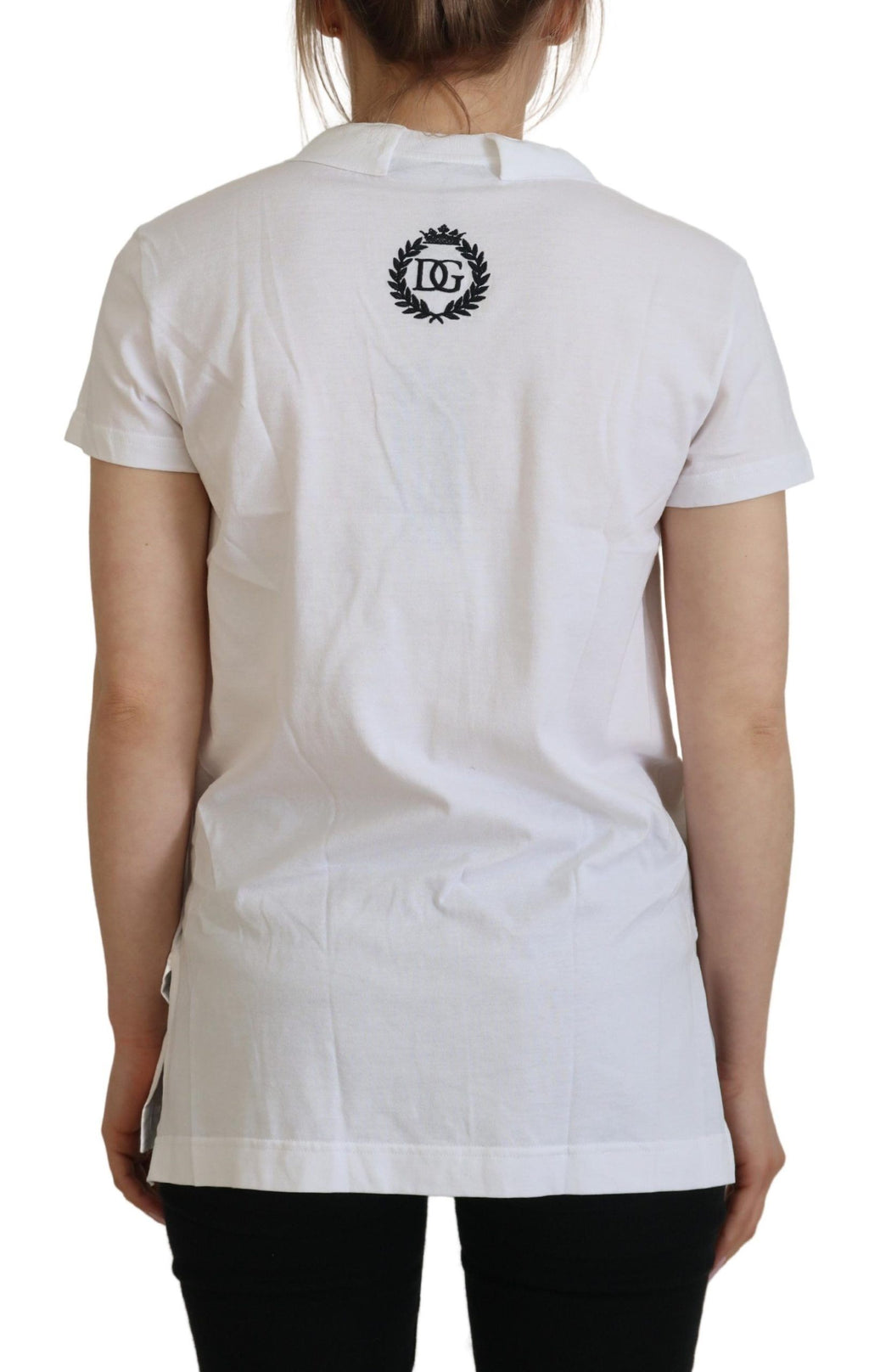 Dolce & Gabbana Haut en coton blanc à manches courtes et col en V