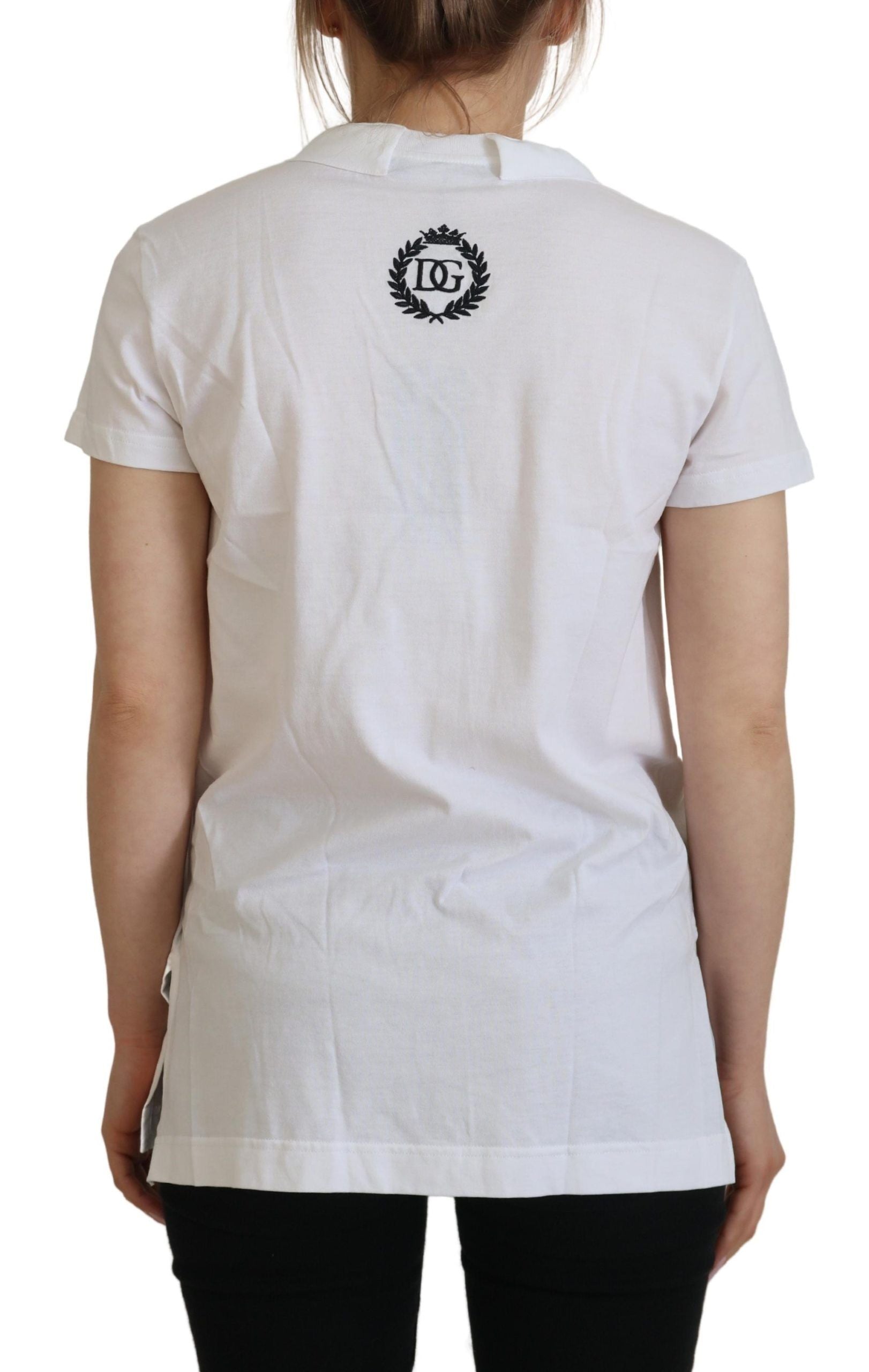 Dolce & Gabbana Haut en coton blanc à manches courtes et col en V