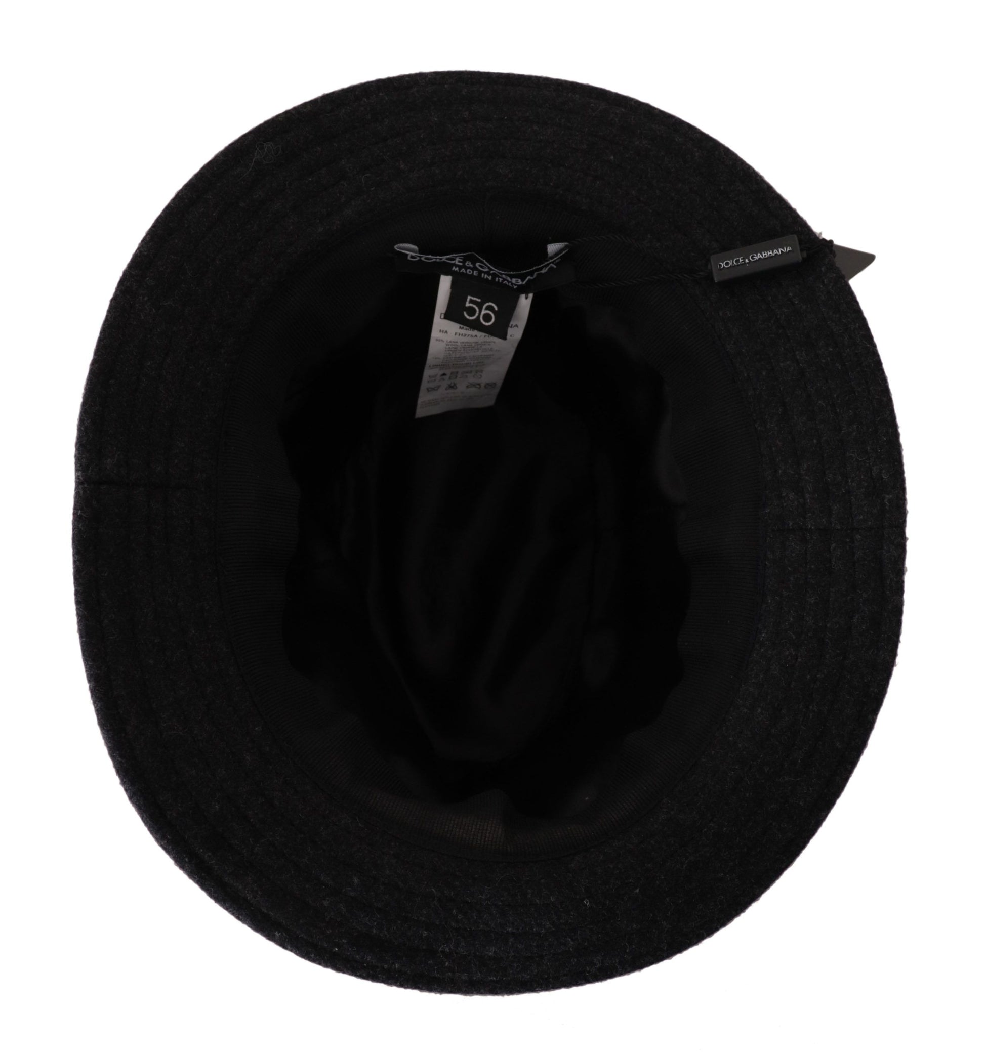 Dolce & Gabbana Chapeau Fedora Trilby Logo en Laine Vierge Grise