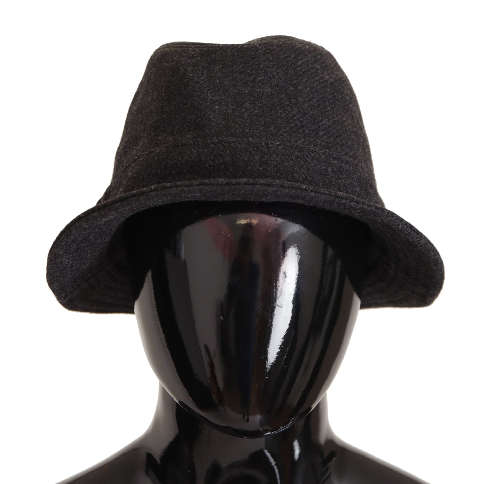Dolce & Gabbana Chapeau Fedora Trilby Logo en Laine Vierge Grise