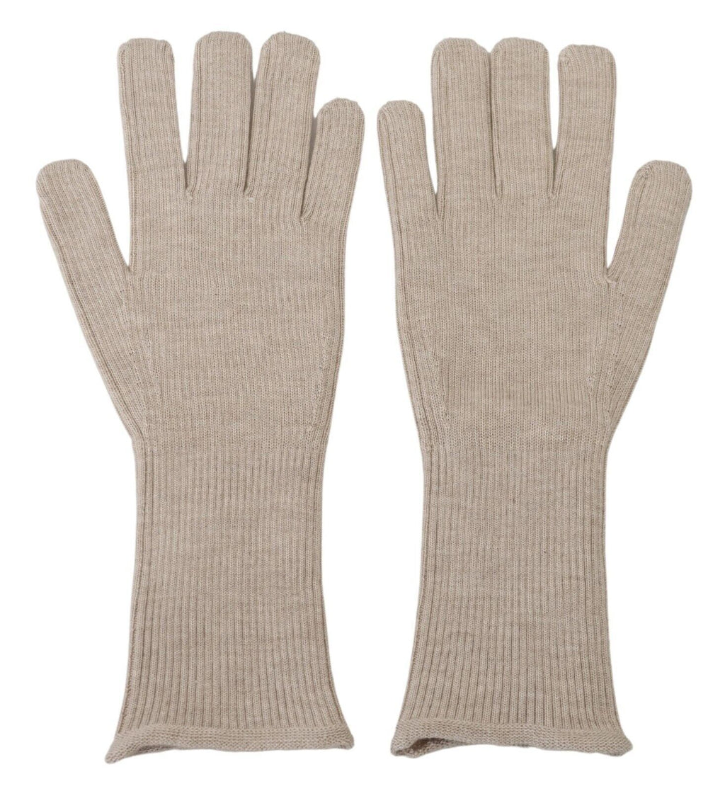 Dolce &amp; Gabbana Elfenbeinfarbene Herrenhandschuhe aus Kaschmir und Seide