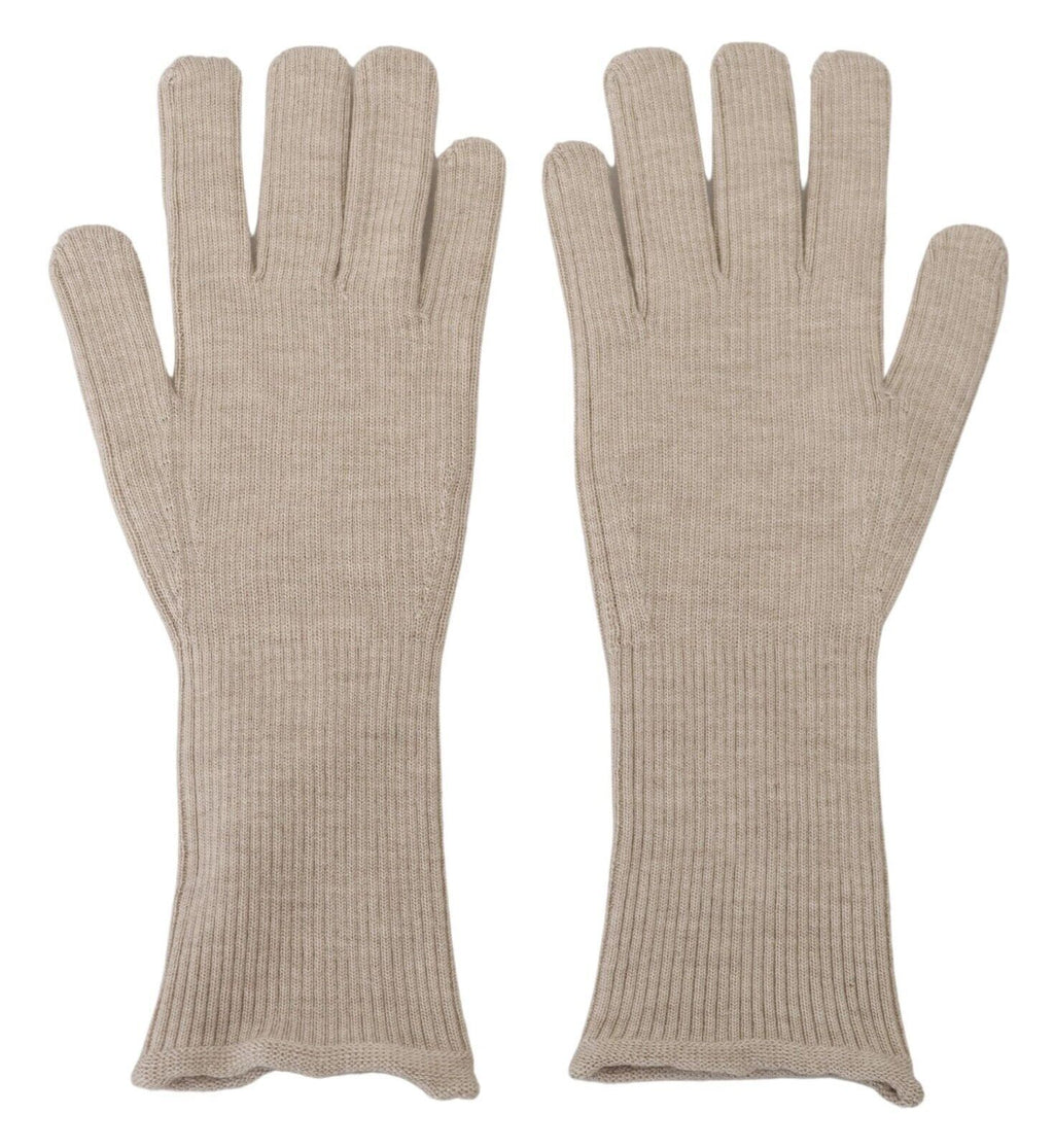 Dolce &amp; Gabbana Elfenbeinfarbene Herrenhandschuhe aus Kaschmir und Seide