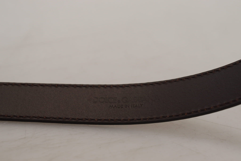 Ceinture Dolce & Gabbana en cuir doré avec boucle carrée en métal argenté