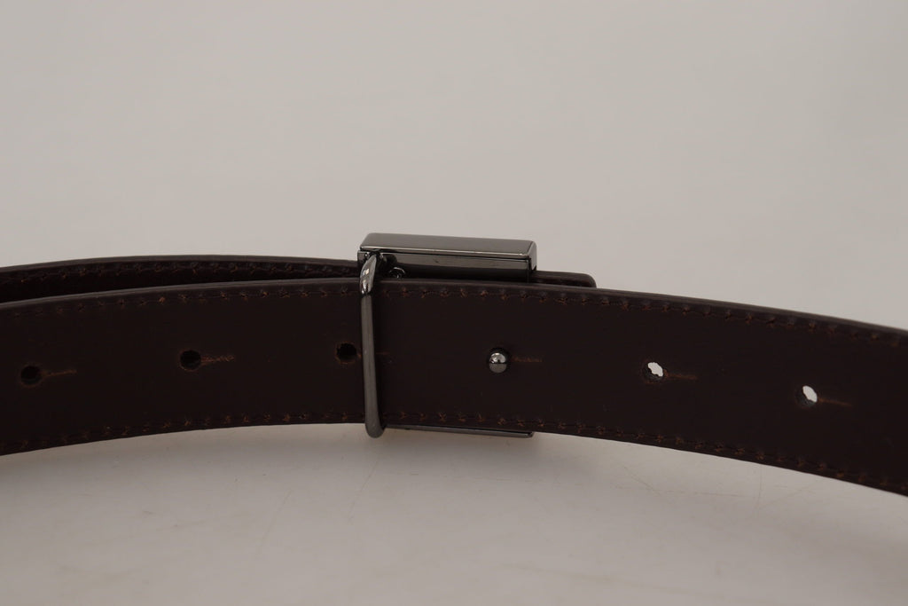 Ceinture Dolce & Gabbana en cuir doré avec boucle carrée en métal argenté