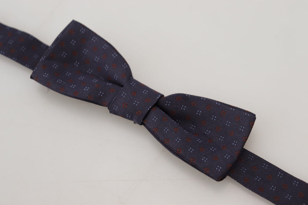 Nœud papillon Dolce & Gabbana en soie à motif bleu et tour de cou ajustable