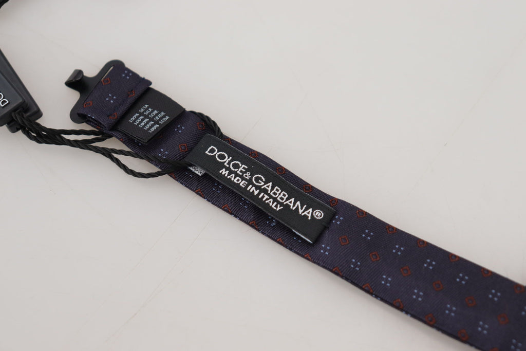 Nœud papillon Dolce & Gabbana en soie à motif bleu et tour de cou ajustable