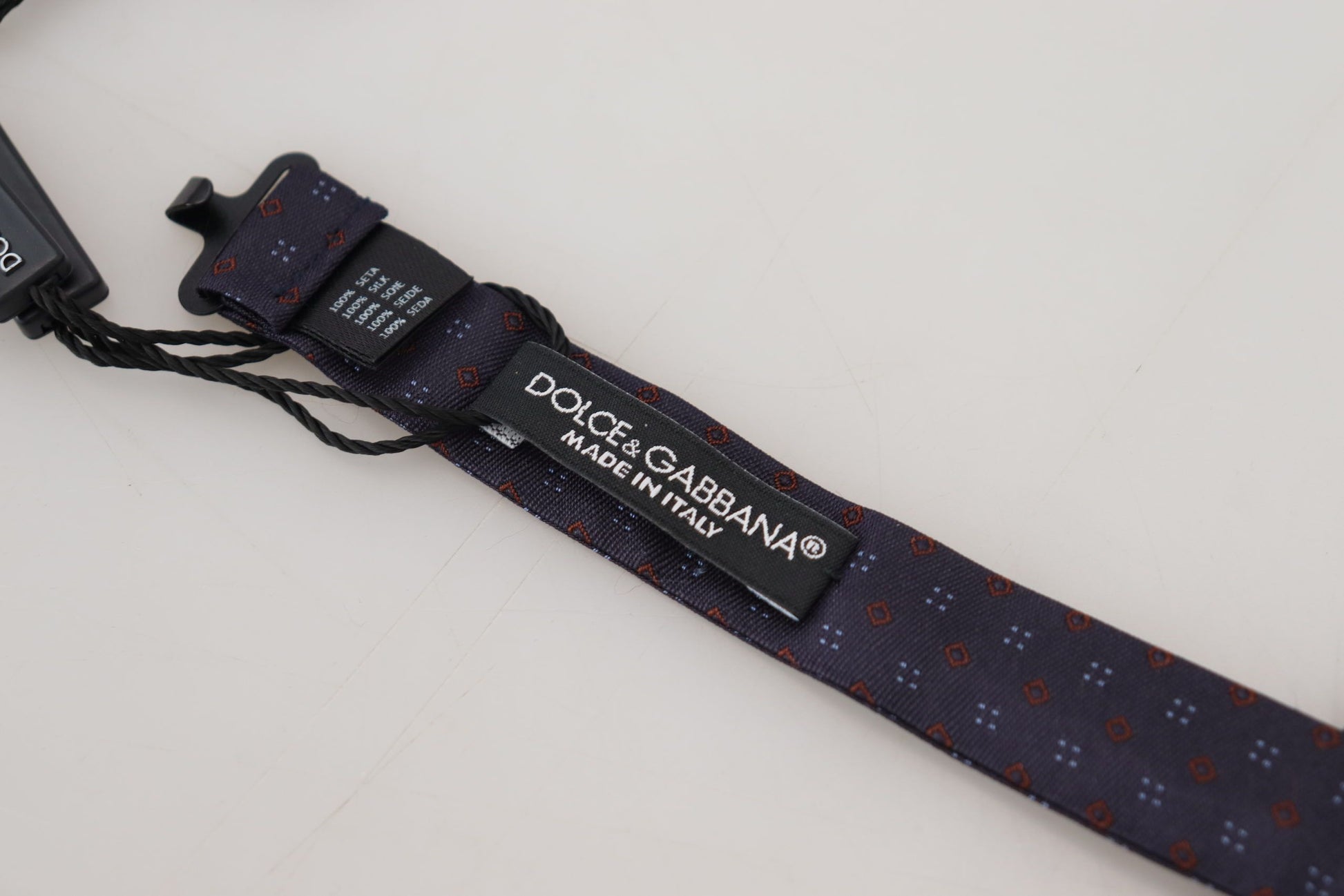 Nœud papillon Dolce & Gabbana en soie à motif bleu et tour de cou ajustable