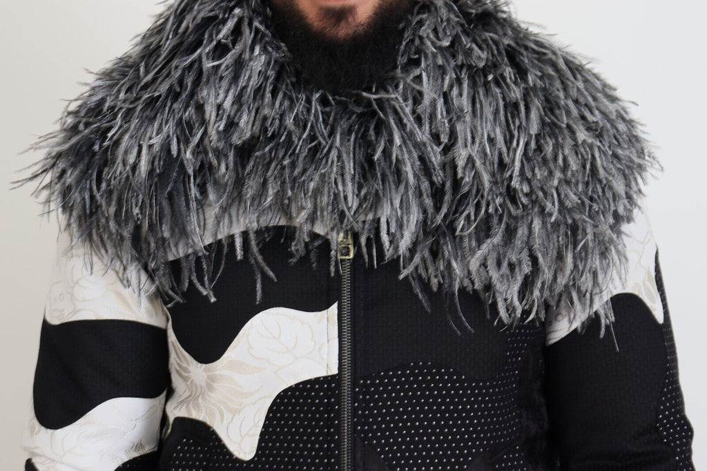 Veste Dolce & Gabbana en fourrure de mouton noire et blanche, entièrement zippée
