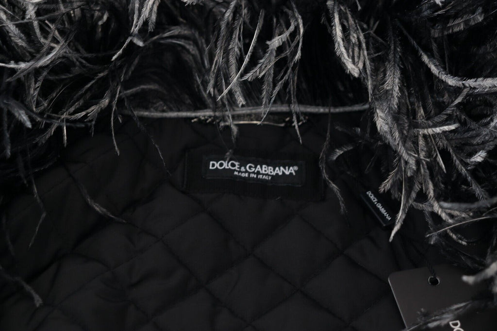 Veste Dolce & Gabbana en fourrure de mouton noire et blanche, entièrement zippée