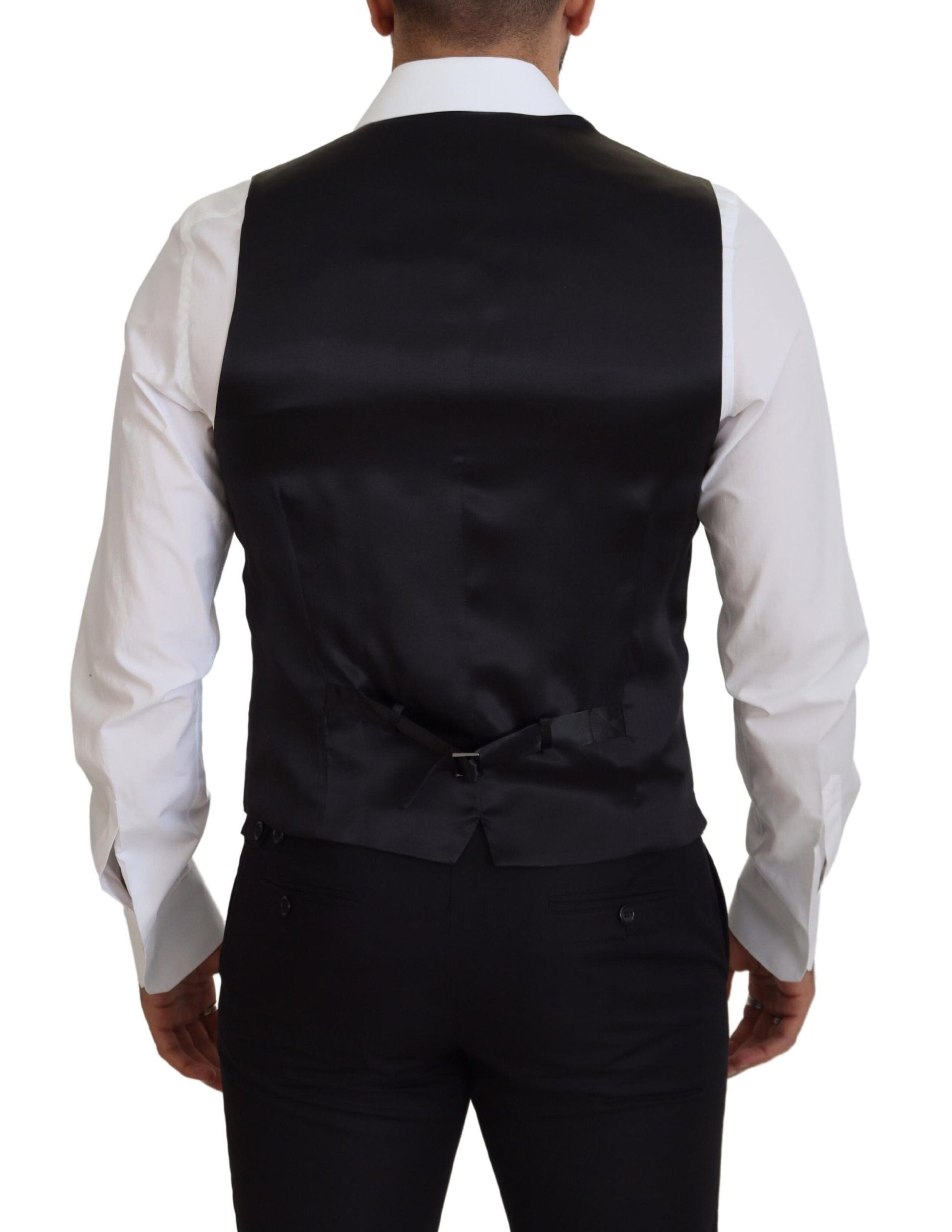 Dolce & Gabbana Gilet Noir en Laine Vierge Gilet de Costume Habillé