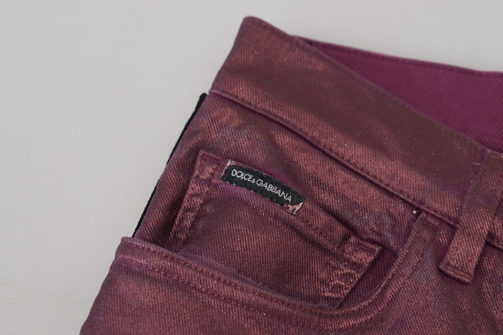 Jean en denim à harnais décontracté en coton magenta Dolce & Gabbana pour homme