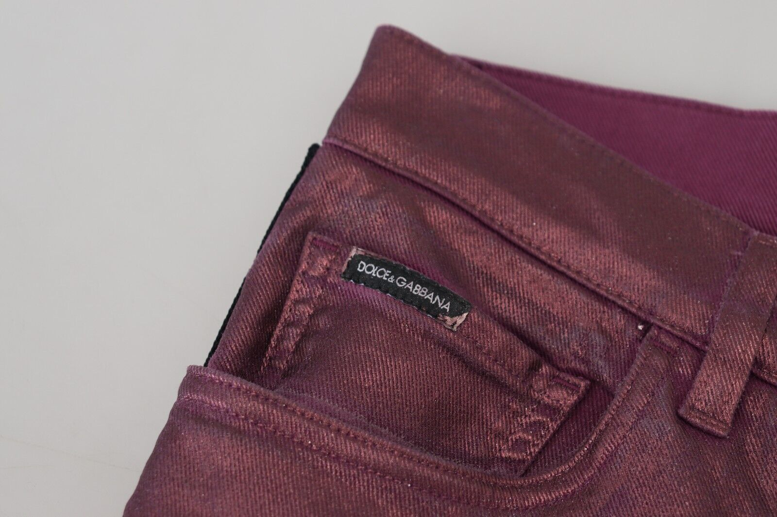 Jean en denim à harnais décontracté en coton magenta Dolce & Gabbana pour homme