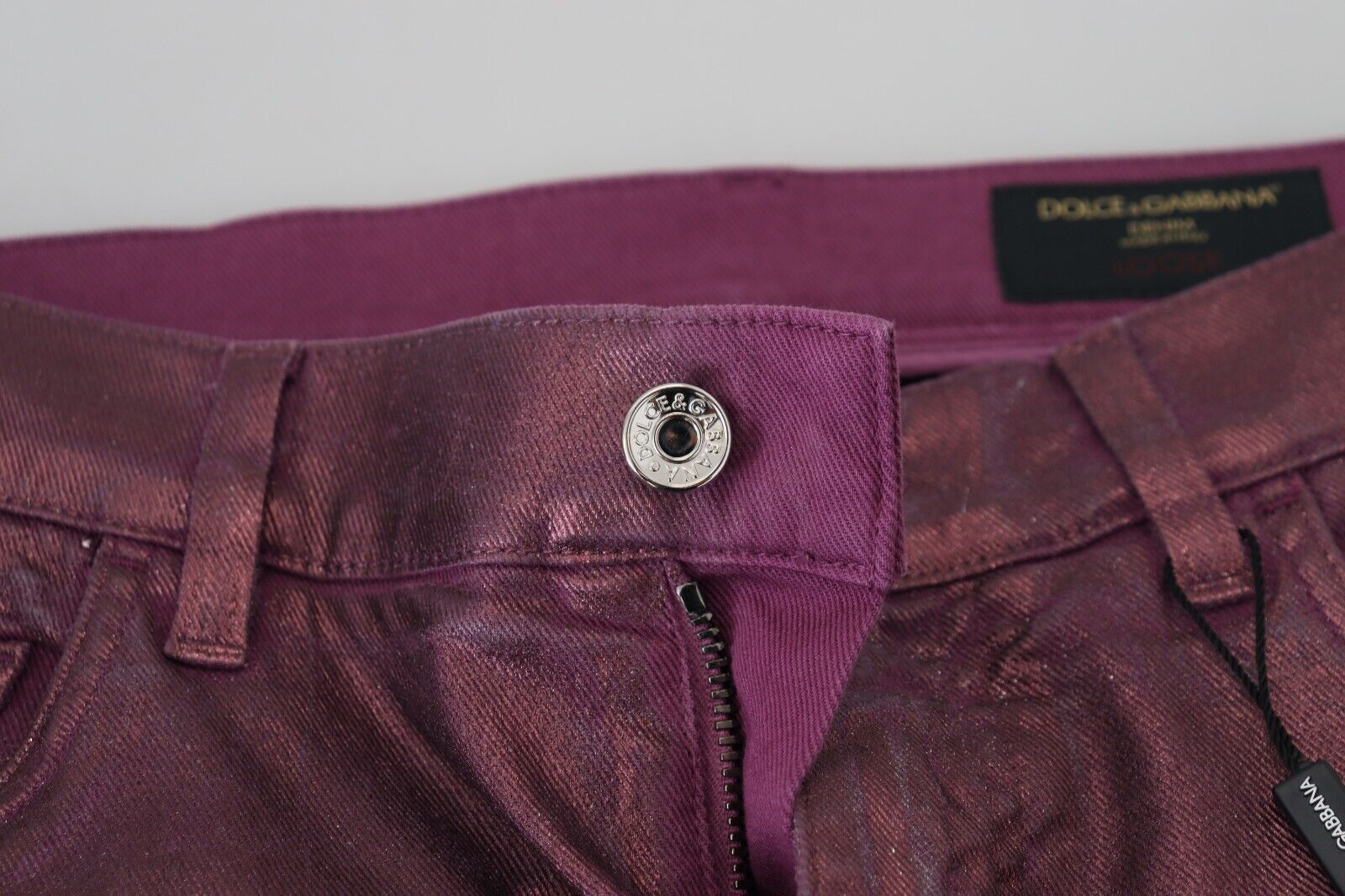 Jean en denim à harnais décontracté en coton magenta Dolce & Gabbana pour homme