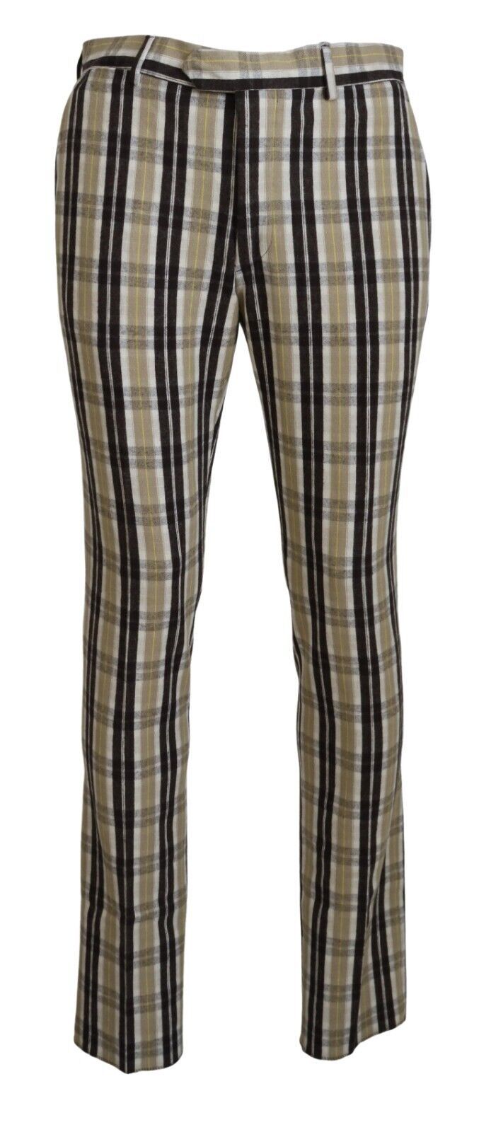 BENCIVENGA Pantalon Droit Homme en Coton à Carreaux Multicolores