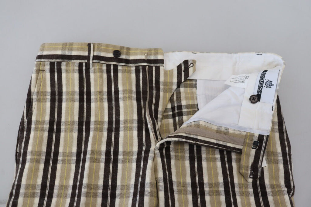 BENCIVENGA Pantalon Droit Homme en Coton à Carreaux Multicolores