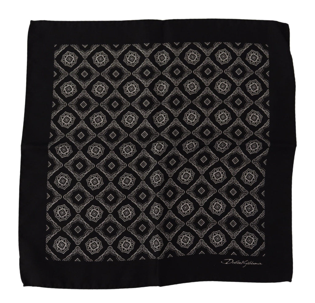 Dolce &amp; Gabbana – Schwarzer quadratischer Taschentuchschal mit geometrischem Muster