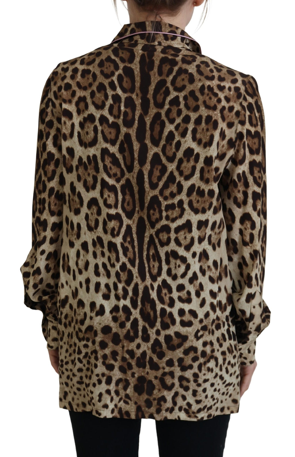 Chemisier à manches longues Dolce & Gabbana imprimé léopard marron