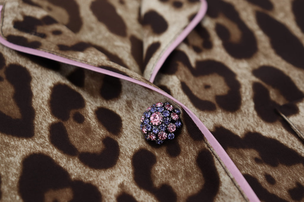 Chemisier à manches longues Dolce & Gabbana imprimé léopard marron