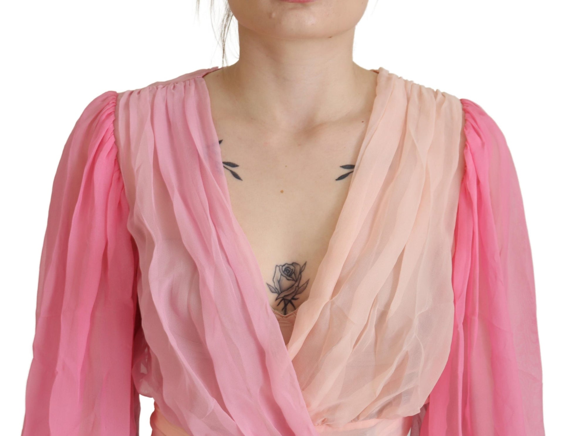 Chemisier à manches longues en soie rose Dolce & Gabbana