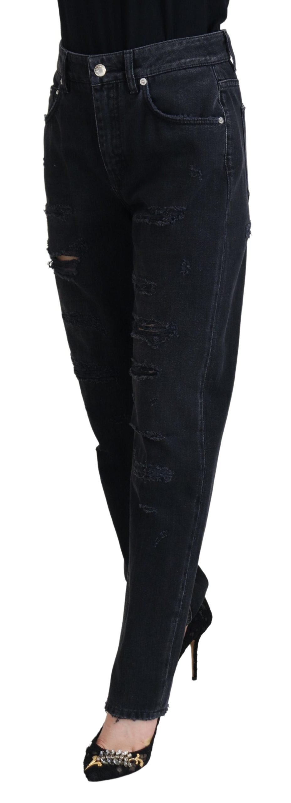 Jean en jean taille haute Dolce & Gabbana en coton noir déchiré