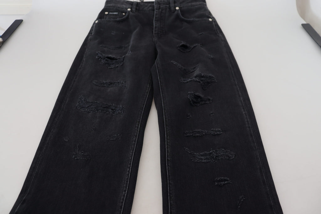 Jean en jean taille haute Dolce & Gabbana en coton noir déchiré
