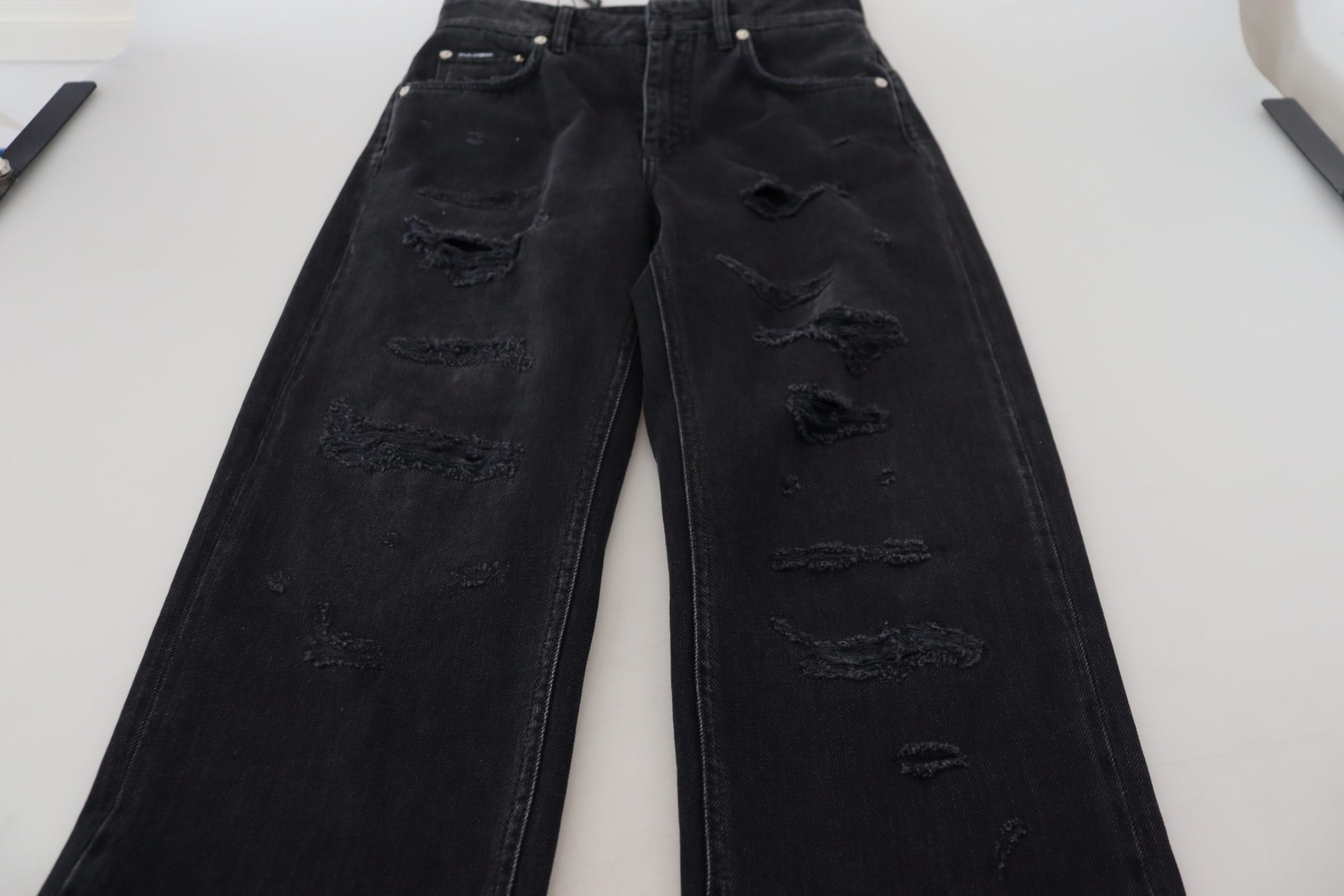 Jean en jean taille haute Dolce & Gabbana en coton noir déchiré