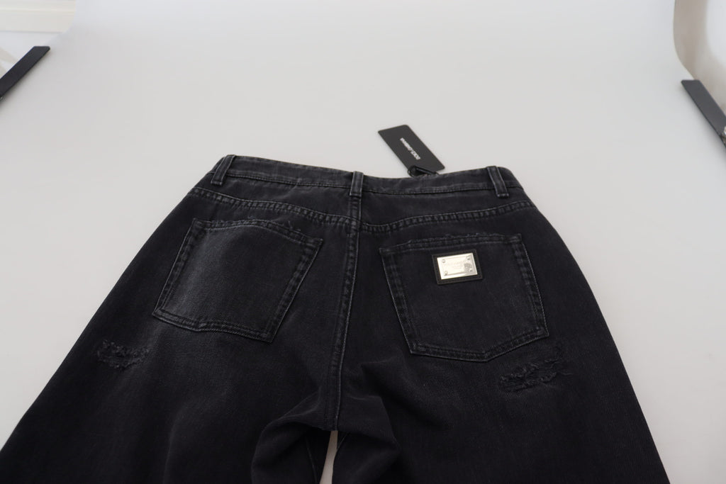 Jean en jean taille haute Dolce & Gabbana en coton noir déchiré