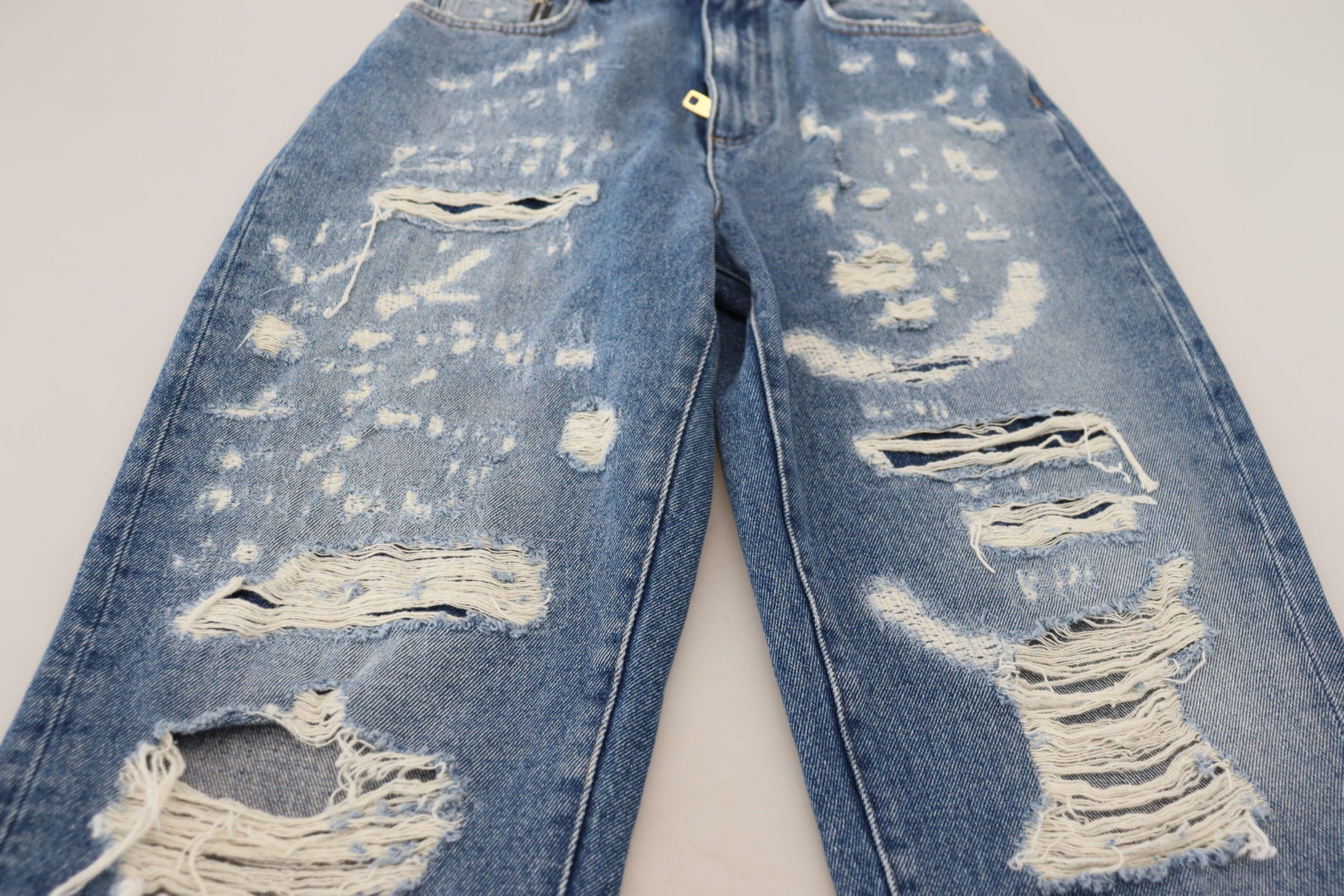 Jean en denim délavé et déchiré en coton bleu Dolce & Gabbana