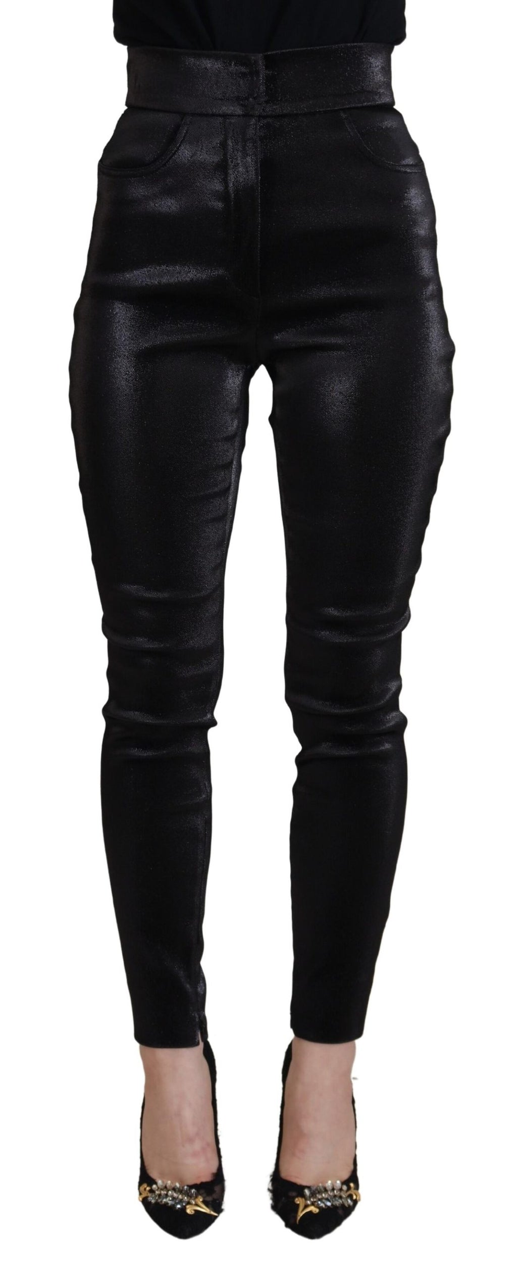 Jean slim en denim de coton délavé noir Dolce & Gabbana